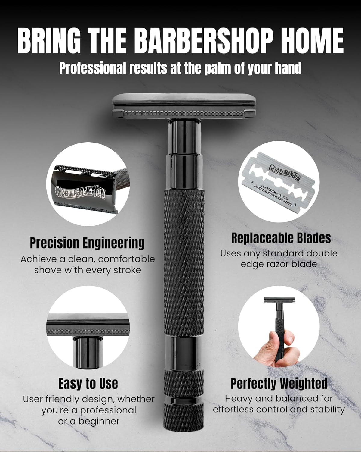 Safety Razor Shaving Kit - Vintage Wet Shave Grooming Set for Men, with Old Fashioned Razor, Badger Hair Shaving Brush, Alum Block, Shave Soap, Stainless Bowl & Double Edge Safety Blades