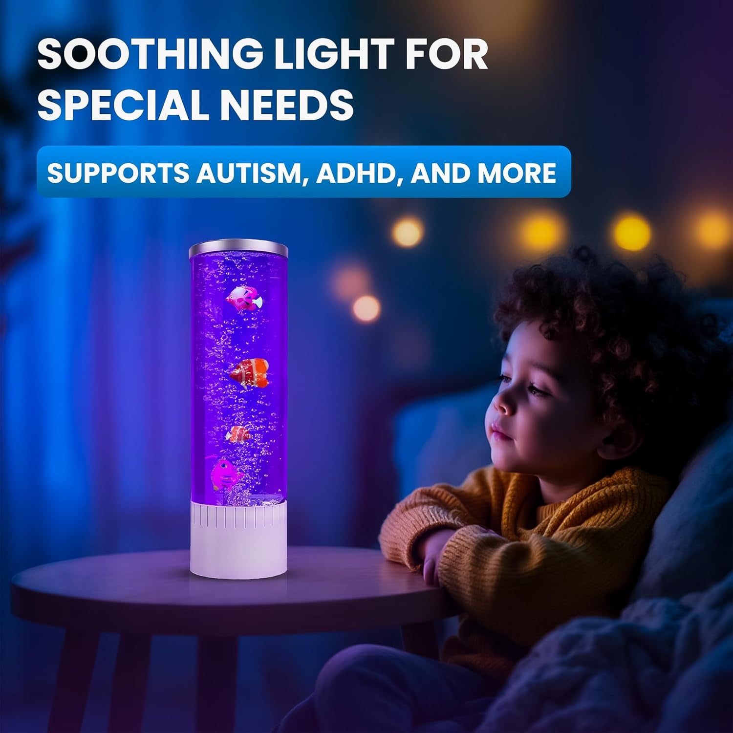 Enchanting Bubble Lamp | 7 Color Changing LED Aquarium Night Light | Artificial Fish Tank with Mesmerizing Moving Fish | Perfect Home Decor and Gift for All Ages