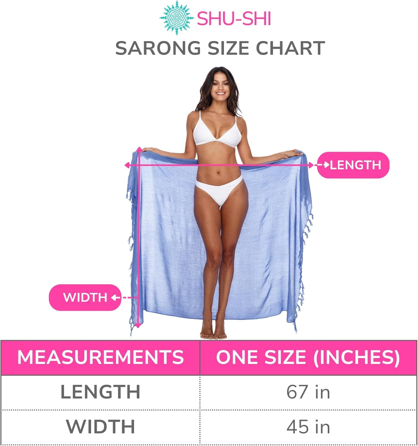 Women'S Sarong Swimsuit Coverup Long Pareo Beach Wrap with Coconut Clip