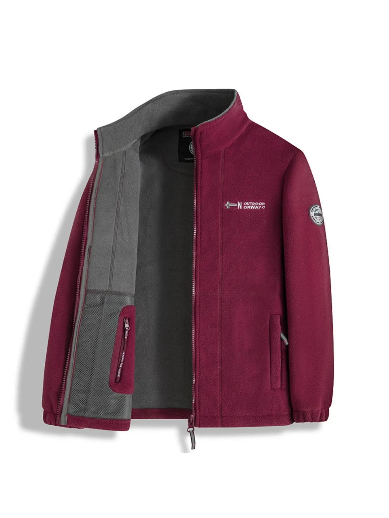 Elevate Your Style with the Men's Letter Embroidery Fleece Jacket - The Perfect Casual Zip-Up for Fall & Winter Adventures