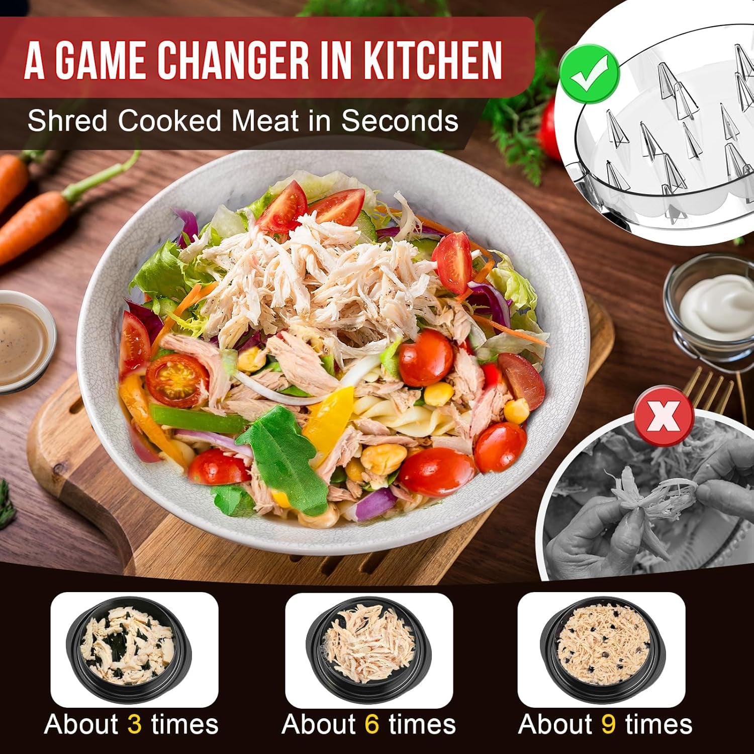 Revolutionize Your Cooking with the Ultimate Chicken Shredder - Effortlessly Shred Meat for Tacos, Sandwiches, and More!
