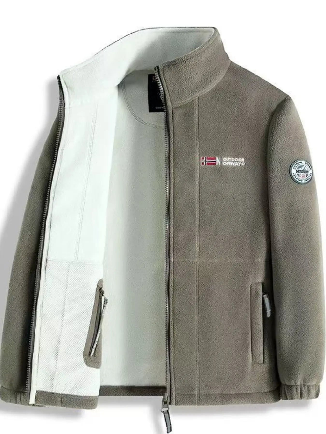 Elevate Your Style with the Men's Letter Embroidery Fleece Jacket - The Perfect Casual Zip-Up for Fall & Winter Adventures