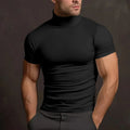 Elevate Your Style with the 2024 Summer Solid Color Short-Sleeved Turtleneck T-Shirt for Men