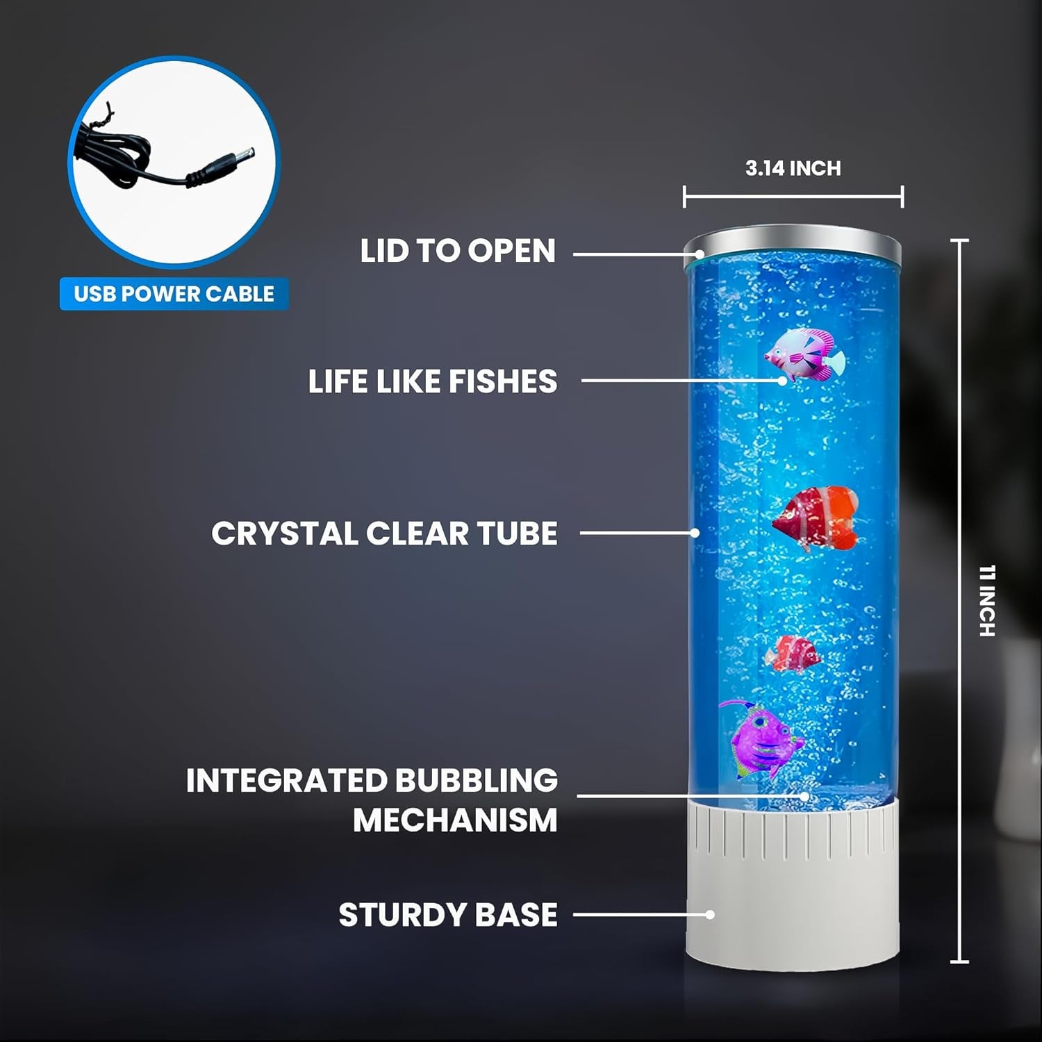 Enchanting Bubble Lamp | 7 Color Changing LED Aquarium Night Light | Artificial Fish Tank with Mesmerizing Moving Fish | Perfect Home Decor and Gift for All Ages