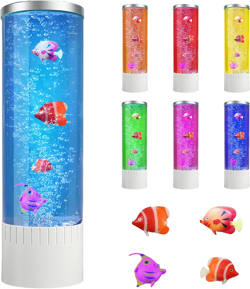 Enchanting Bubble Lamp | 7 Color Changing LED Aquarium Night Light | Artificial Fish Tank with Mesmerizing Moving Fish | Perfect Home Decor and Gift for All Ages