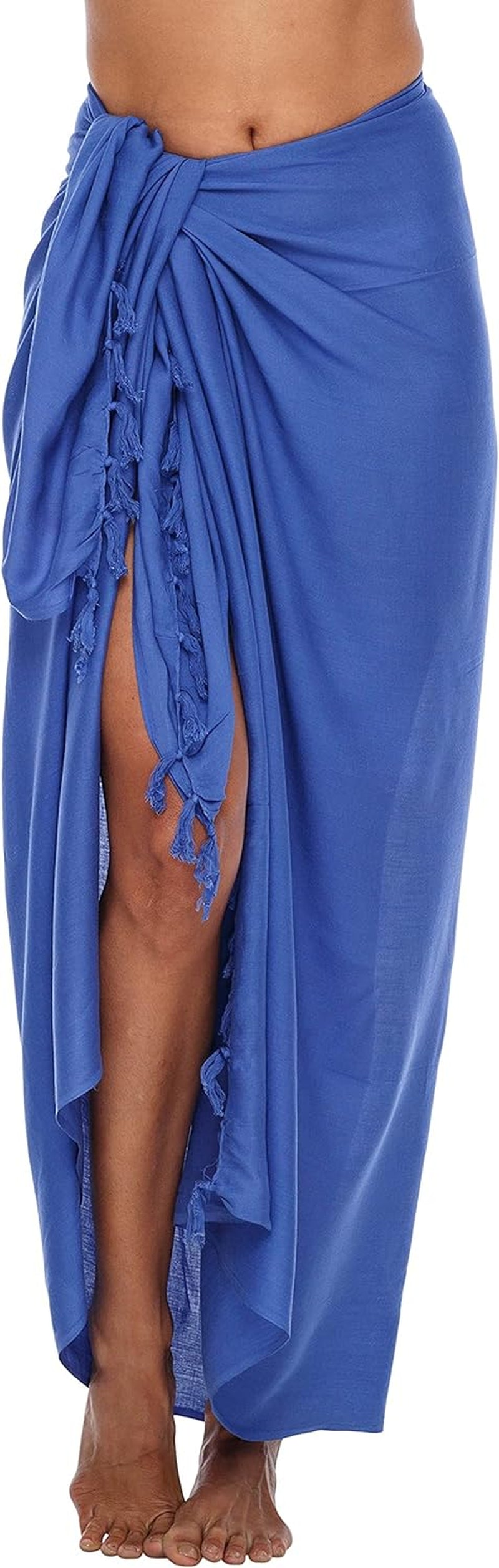 Women'S Sarong Swimsuit Coverup Long Pareo Beach Wrap with Coconut Clip