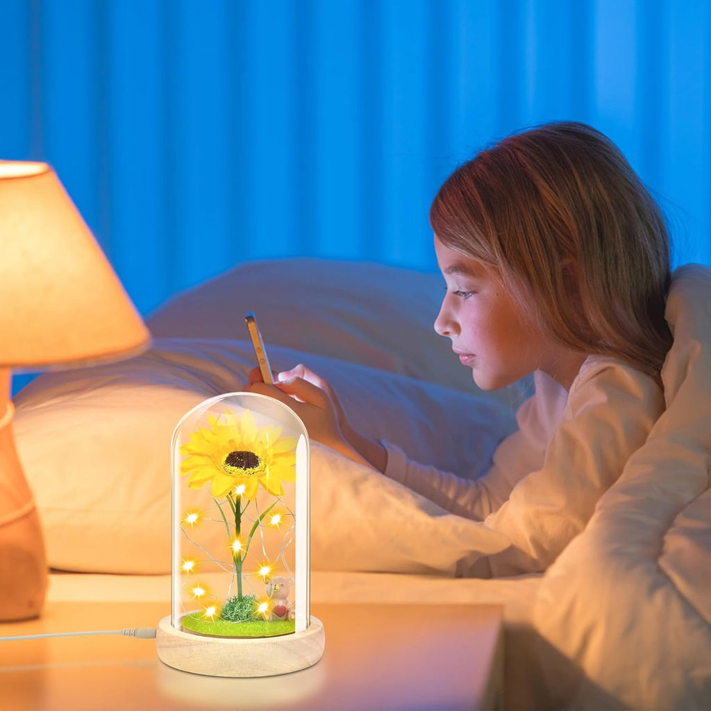 Sunflower Gifts for Women,Birthday Gifts for Her,Artificial Sunflower in Glass Dome with Led Light for Mother'S Day,Valentine'S Day,Anniversary,Christmas
